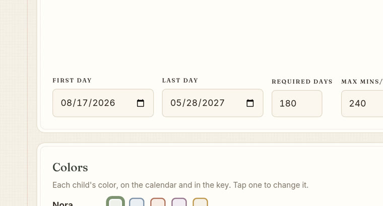 Setting up a year in Margin